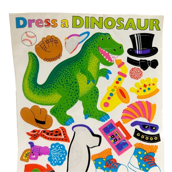 Vintage 1990s Sandylion Sticker Designs Dress a Dinosaur T-Rex Sticker Sheet Fun - Picture 3 of 8